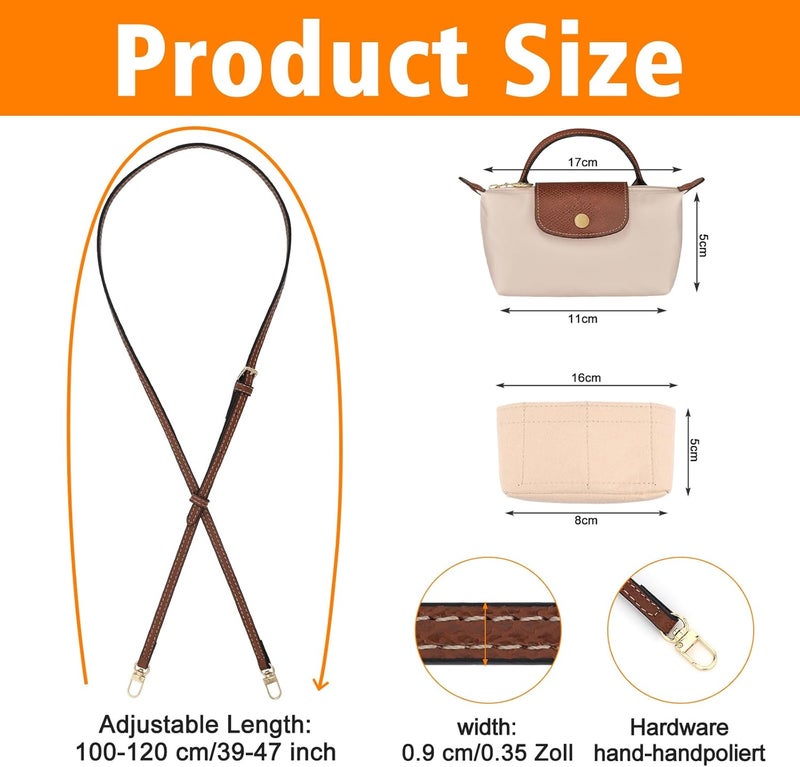 BBKON 2Sets Shoulder Strap for Longchamp Bag Women, Purse Organizer, No-Punch Length Adjustable Leather Replacement Strap - Image 4